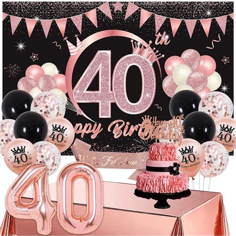 Joymemo Black And Rose Gold Th Party Decorations Happy Birthday