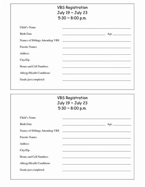 Vbs Registration Form Word Document