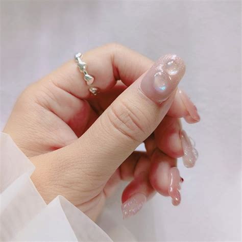 OKK NAIL ART Hand Painted Cute Nude Bling Pink Christmas Fake Nails Xing Tuo Biotech