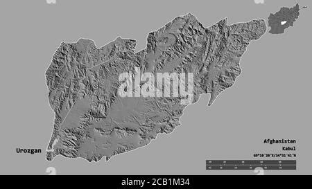 Uruzgan Province Of Afghanistan Bilevel Elevation Map With Lakes And