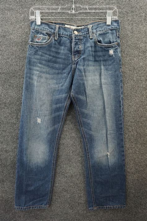 Hollister Jeans Womens Junior Size Low Rise Distressed Flare Button