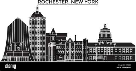 Usa Rochester New York Architecture Vector City Skyline Travel