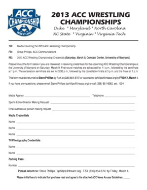 Fillable Online 2013 Tournament Credential Request Form Indd National