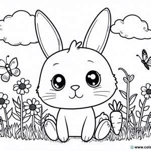 Coloriage D Un Lapin Kawaii Pastel T L Charger Ou Imprimer Gratuitement