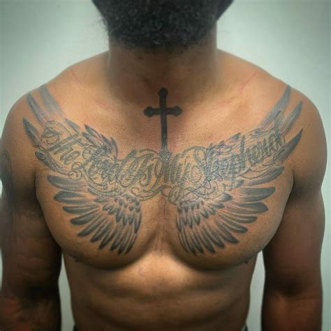 Diamond Wing Chest Tattoo