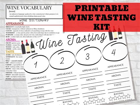 Wine Tasting Printable Pdf Download Etsy