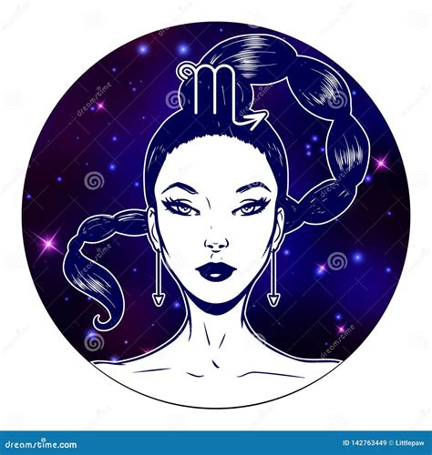 Scorpio Zodiac Sign Artwork Beautiful Girl Face Horoscope Symbol