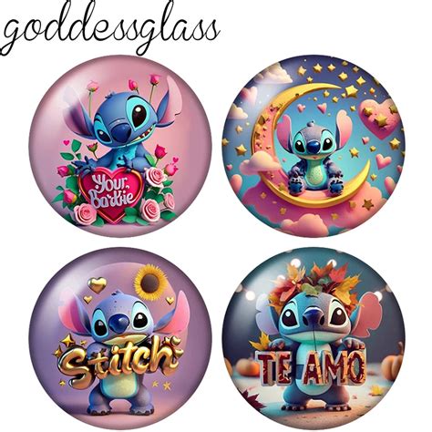 TIAMO Cabochon Rond En Verre De Style Dessin Anim Disney Stitch Photo