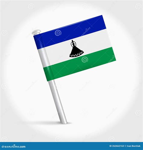 Lesotho Map Pin Flag D Realistic Vector Illustration Stock