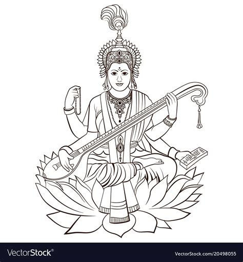 How To Draw Saraswati Mata Easy Saraswati Devi Drawing By Drawing Images