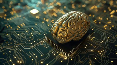 A Golden Brain Resting On A Circuit Board Premium AI Generated Image