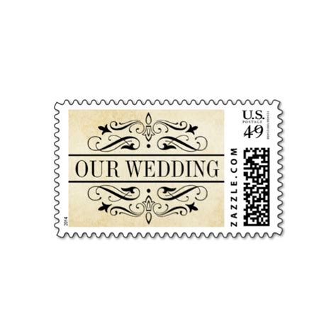 Elegant Flourish (Vintage Paper) Wedding Stamps - Luxury Wedding Invites