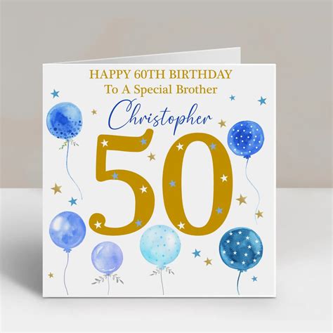 Personalised Male Birthday Card Balloons Gold And Blue Birthday Card For Him Special Birthday 21st