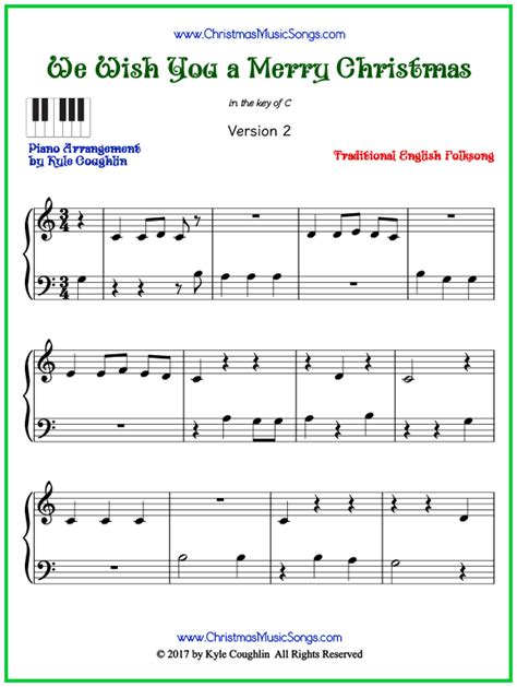 Easy Version Of Piano Sheet Music For We Wish You A Merry Christmas