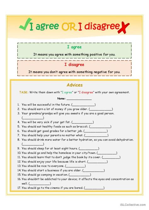 Agreeing And Disagreeing Exercises