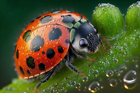 Premium Ai Image A Ladybug Adorned With Dew Drops Ai