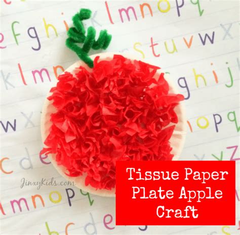 Tissue Paper Plate Apple Craft - Jinxy Kids