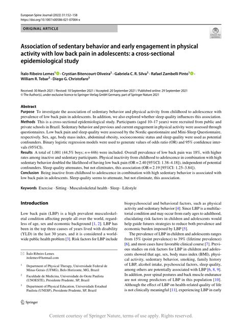 Association Of Sedentary Behavior And Early Engagement In Physical