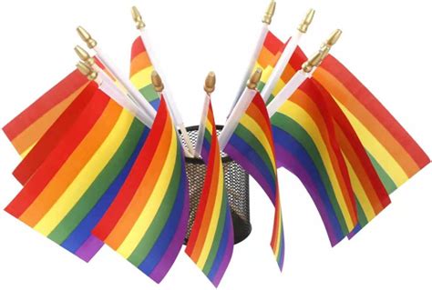 Amazon 12 Pack Small Pride Rainbow Gay Stick Flag Mini Handheld LGBT Flags 4x6inch Patio