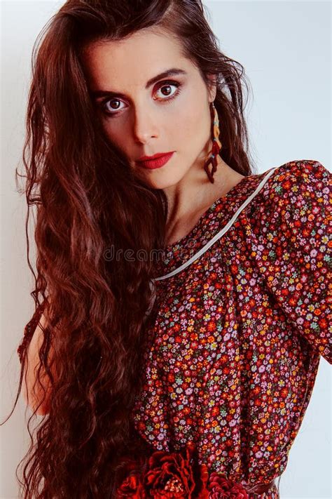 Sensual Brunette Lady Long Hair Vintage Style Stock Photo Image Of Forearms Cute 188545270