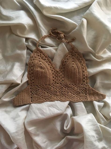 Nude Crochet Halter Top Women S Fashion Swimwear Bikinis Swimsuits