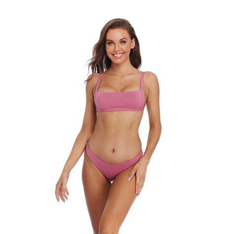 Women S Bikini Sets Summer Two Piece Swimsuit Mid Waist Triangle Bathing Suit Casual Beach