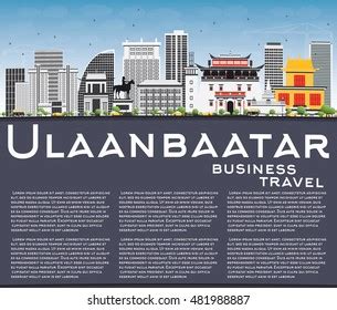 Ulaanbaatar Skyline Gray Buildings Blue Sky Stock Vector (Royalty Free ...