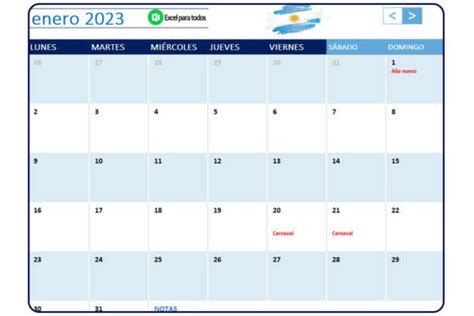 Calendario 2023 Argentina Con Feriados Para Imprimir