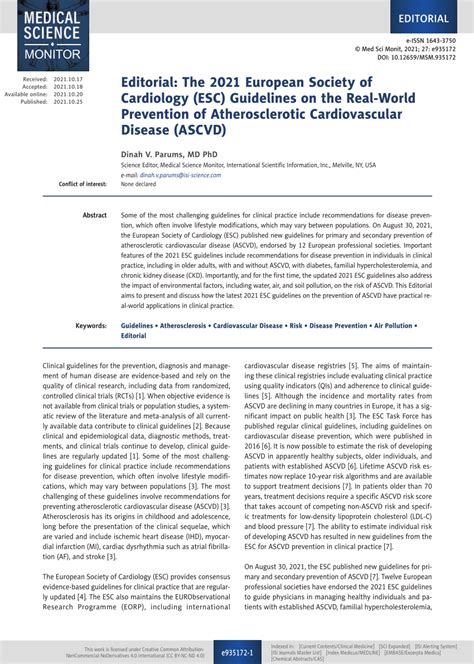 Pdf Parums Dv Editorial The 2021 European Society Of Cardiology