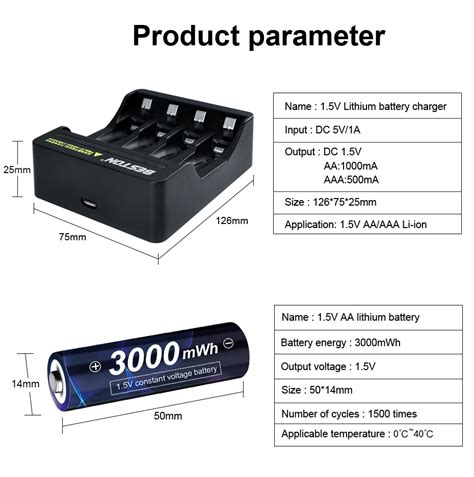 Aa V Akku Mwh Lithium Li Ion A Vor Aufgeladen Bateria V Aa