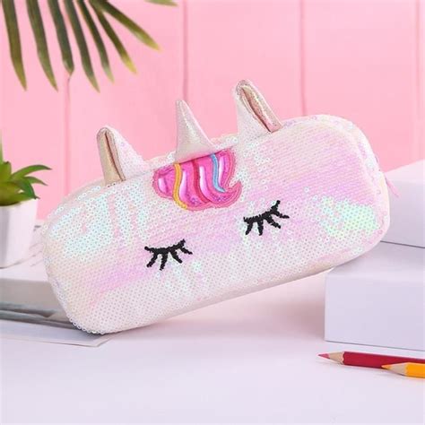 Trousse Scolaire Trousse Licorne Avec Sequins Pour Fournitures