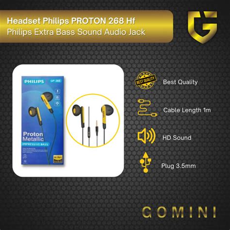 Jual Headset Philips PROTON 268 Hf Philips Extra Bass Sound Audio Jack