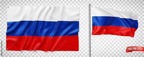 Vector realistic illustration of Russian flags on a transparent ...