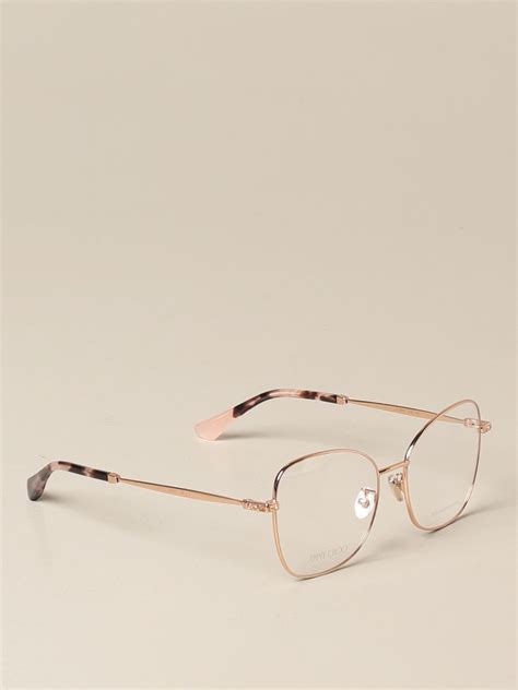 Jimmy Choo Eyeglasses In Acetate And Metal Rose Gold Jimmy Choo Glasses Jc286 G Online On