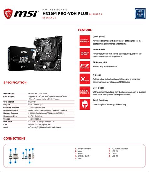 Msi H M Pro Vdh Plus Lga Micro Atx Motherboard H M Pro Vdh