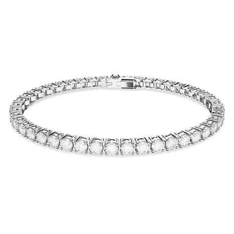 Matrix Tennis Bracelet Round Cut Small White Rhodium Plated Swarovski