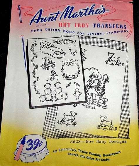 Vintage Aunt Martha S Hot Iron Transfer New Baby Designs Embroidered Bo Peep Crib Quilt