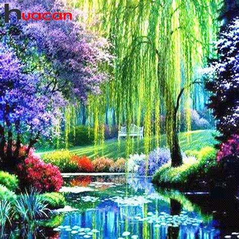 Huacan Full Square Diamond Painting Summer Scenery Diamond Embroidery