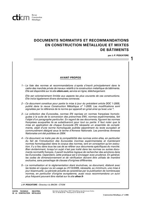 Contructions Metalliques Pdf 1 DOCUMENTS NORMATIFS ET