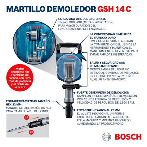 Martillo Demoledor Bosch Gsh C Hex Mm W J Vultec