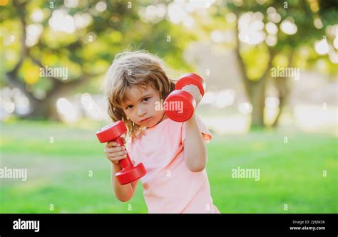 Kids Sport Boy Exercising In Park Active Healthy Lifestyle Sport