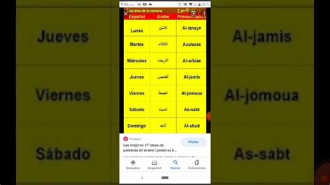 repasenlo los días de la semana en árabe YouTube