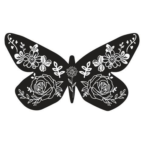 Flores Y Mariposa Dise O Svg Conjunto De Silueta De Mariposa Floral