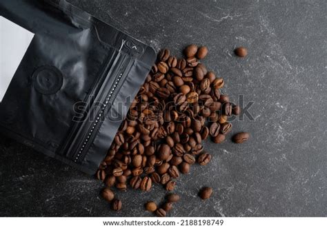 Roasted Coffee Beans Spill Out Black Stock Photo Shutterstock