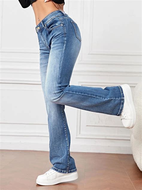 Emmiol Free Shipping Light Washed High Waist Flare Jeans Light