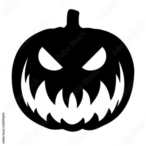 Simple Black Silhouette Carved Halloween Pumpkin Scary Carved