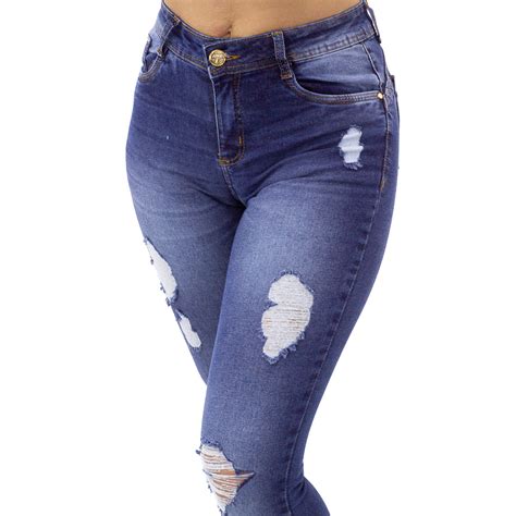 Calça Jeans Feminina Skinny Destroyed Indy Marshoes Loja de Roupas