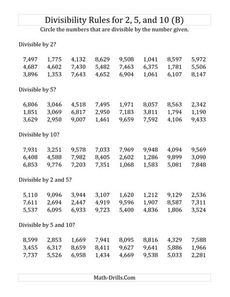 19 Divisibility Rules 5th Grade Worksheets