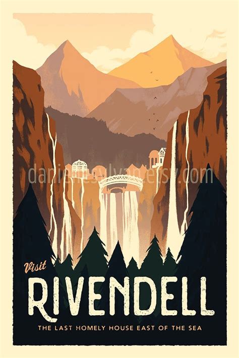 Rivendell Lotr Travel Poster Lord Of The Rings Retro Etsy Retro