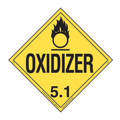 Oxidizer 10 34 In Label Wd Dot Container Placard 35zl7135zl71